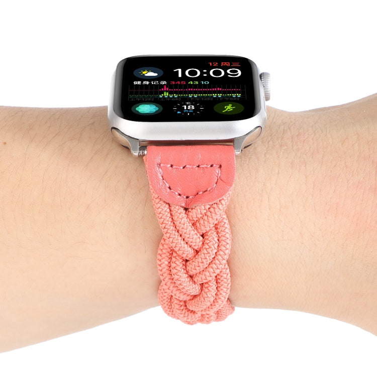 Elastic Woven Watch Band For Apple Watch Ultra 49mm&Watch Ultra 2 49mm / Series 9&8&7 45mm / SE 3&SE 2&6&SE&5&4 44mm / 3&2&1 42mm, Length:120mm(Watermelon Red) by bashfashion