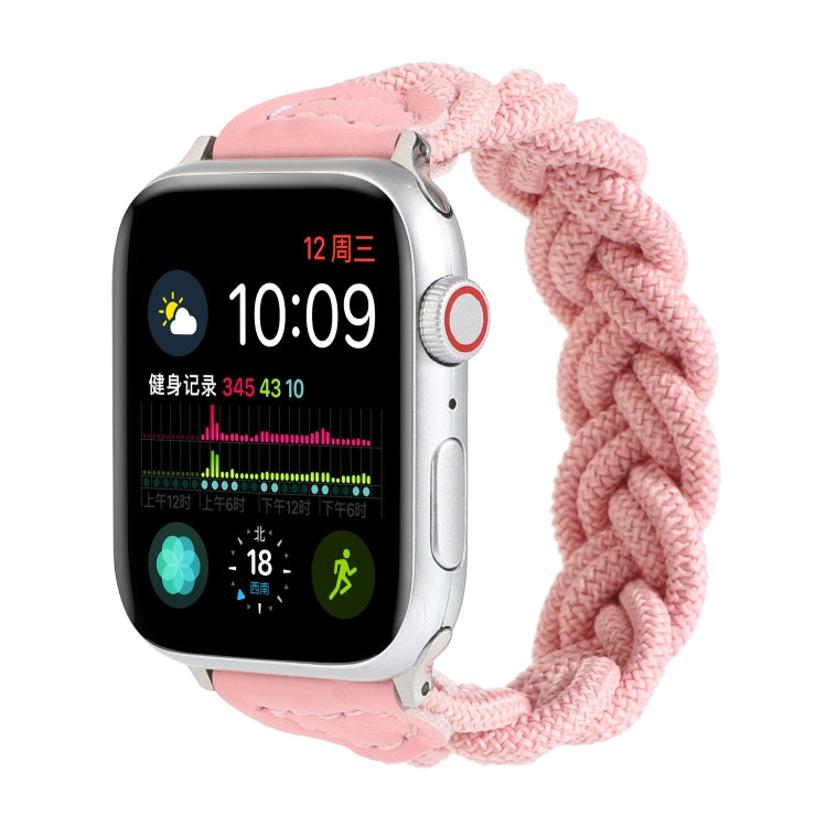 Elastic Woven Watch Band For Apple Watch Ultra 49mm&Watch Ultra 2 49mm / Series 9&8&7 45mm / SE 3&SE 2&6&SE&5&4 44mm / 3&2&1 42mm, Length:120mm(Pink) by bashfashion