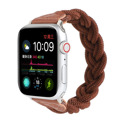 Elastic Woven Watch Band For Apple Watch Ultra 49mm&Watch Ultra 2 49mm / Series 9&8&7 45mm / SE 3&SE 2&6&SE&5&4 44mm / 3&2&1 42mm, Length:120mm(Coffee) by bashfashion