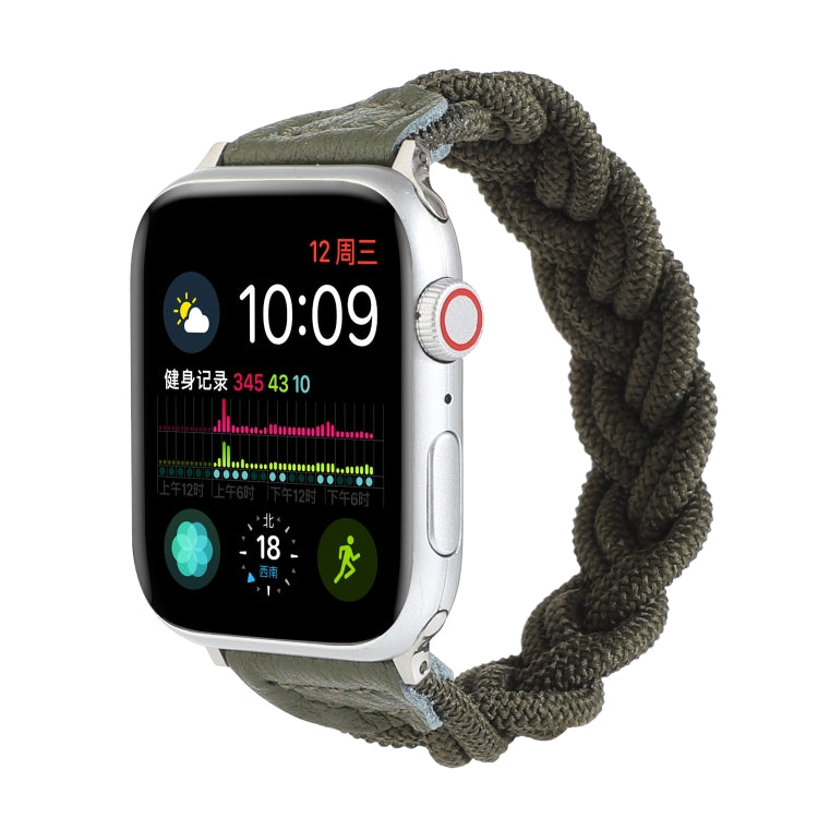 Elastic Woven Watch Band For Apple Watch Ultra 49mm&Watch Ultra 2 49mm / Series 9&8&7 45mm / SE 3&SE 2&6&SE&5&4 44mm / 3&2&1 42mm, Length:120mm(Dark Green) by bashfashion
