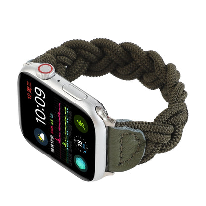 Elastic Woven Watch Band For Apple Watch Ultra 49mm&Watch Ultra 2 49mm / Series 9&8&7 45mm / SE 3&SE 2&6&SE&5&4 44mm / 3&2&1 42mm, Length:120mm(Dark Green) by bashfashion