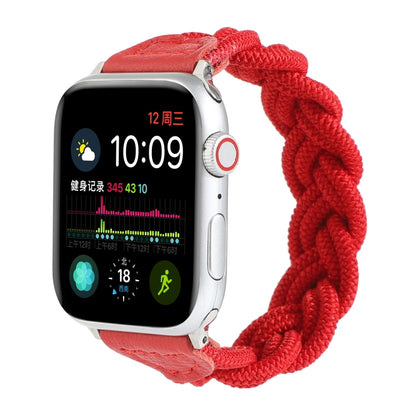 Elastic Woven Watch Band For Apple Watch Ultra 49mm&Watch Ultra 2 49mm / Series 9&8&7 45mm / SE 3&SE 2&6&SE&5&4 44mm / 3&2&1 42mm, Length:120mm(Red) by bashfashion