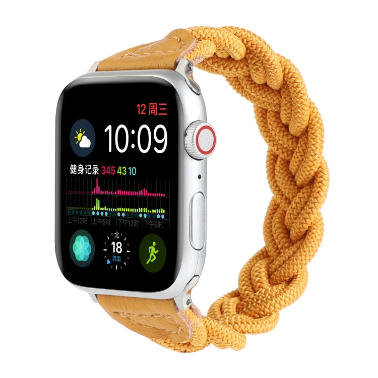 Elastic Woven Watch Band For Apple Watch Ultra 49mm&Watch Ultra 2 49mm / Series 9&8&7 45mm / SE 3&SE 2&6&SE&5&4 44mm / 3&2&1 42mm, Length:120mm(Yellow) by bashfashion