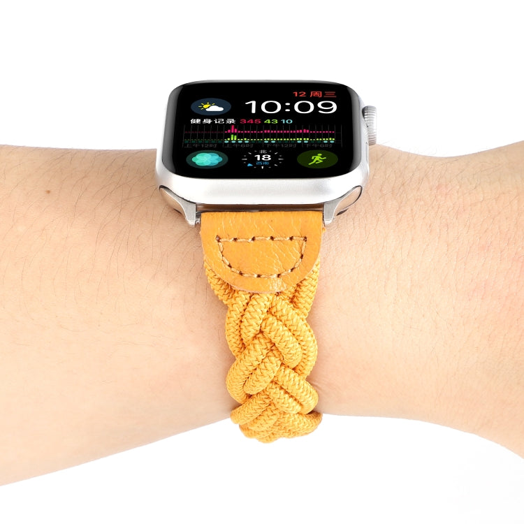 Elastic Woven Watch Band For Apple Watch Ultra 49mm&Watch Ultra 2 49mm / Series 9&8&7 45mm / SE 3&SE 2&6&SE&5&4 44mm / 3&2&1 42mm, Length:120mm(Yellow) by bashfashion