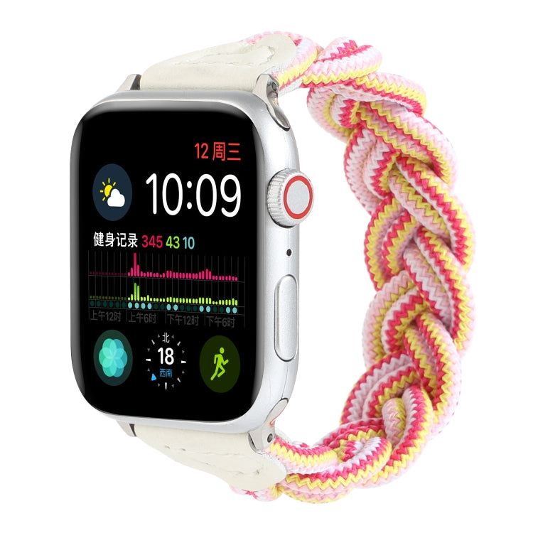 Elastic Woven Watch Band For Apple Watch Series 7 45mm / 6 & SE & 5 & 4 44mm / 3 & 2 & 1 42mm, Length:130mm(Rose Red Pink) by bashfashion