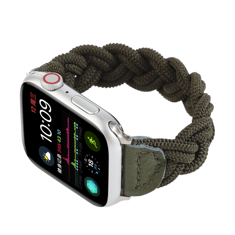 Elastic Woven Watch Band For Apple Watch Series 7 45mm / 6 & SE & 5 & 4 44mm / 3 & 2 & 1 42mm, Length:130mm(Dark Green) by bashfashion