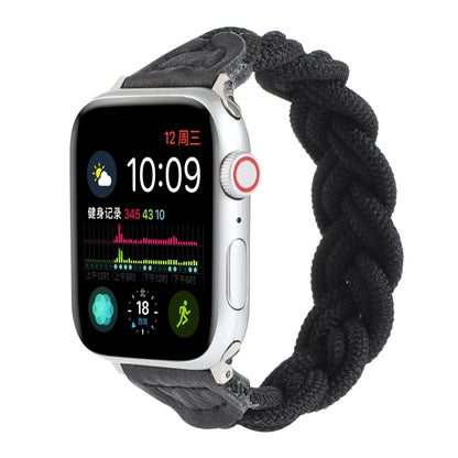 Elastic Woven Watch Band For Apple Watch Series 7 45mm / 6 & SE & 5 & 4 44mm / 3 & 2 & 1 42mm, Length:150mm(Black) by bashfashion