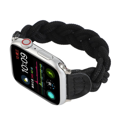 Elastic Woven Watch Band For Apple Watch Series 7 45mm / 6 & SE & 5 & 4 44mm / 3 & 2 & 1 42mm, Length:150mm(Black) by bashfashion