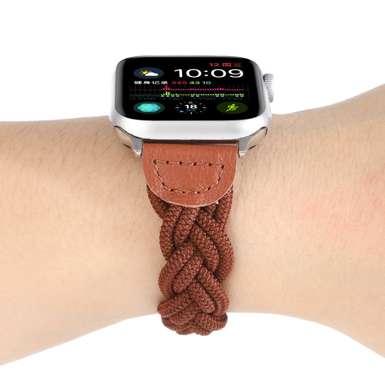 Elastic Woven Watch Band For Apple Watch Series 7 45mm / 6 & SE & 5 & 4 44mm / 3 & 2 & 1 42mm, Length:150mm(Coffee) by bashfashion