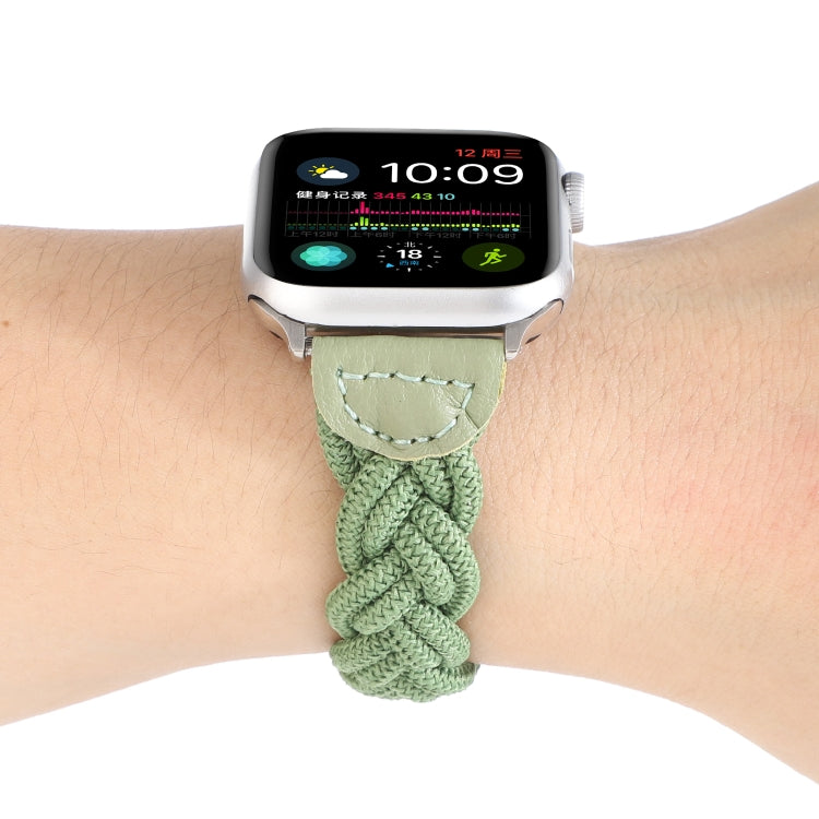Elastic Woven Watch Band For Apple Watch Series 7 45mm / 6 & SE & 5 & 4 44mm / 3 & 2 & 1 42mm, Length:150mm(Green) by bashfashion