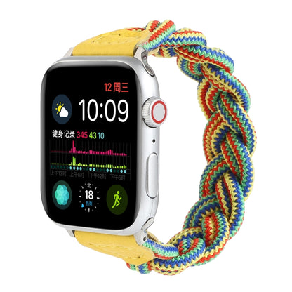Elastic Woven Watch Band For Apple Watch Series 7 45mm / 6 & SE & 5 & 4 44mm / 3 & 2 & 1 42mm, Length:150mm(Yellow Green Orange) by bashfashion