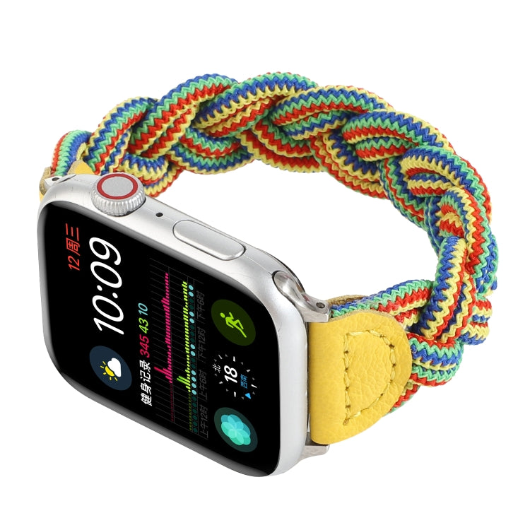 Elastic Woven Watch Band For Apple Watch Series 7 45mm / 6 & SE & 5 & 4 44mm / 3 & 2 & 1 42mm, Length:150mm(Yellow Green Orange) by bashfashion