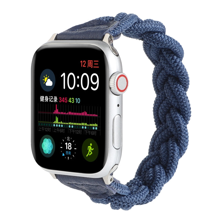 Elastic Woven Watch Band For Apple Watch Series 7 45mm / 6 & SE & 5 & 4 44mm / 3 & 2 & 1 42mm, Length:150mm(Blue) by bashfashion