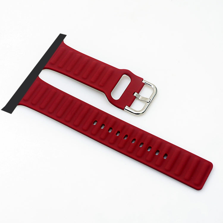 Silicone Watch Band For Apple Watch Ultra 49mm&Watch Ultra 2 49mm / Series 9&8&7 45mm / SE 3&SE 2&6&SE&5&4 44mm / 3&2&1 42mm(Red) by bashfashion