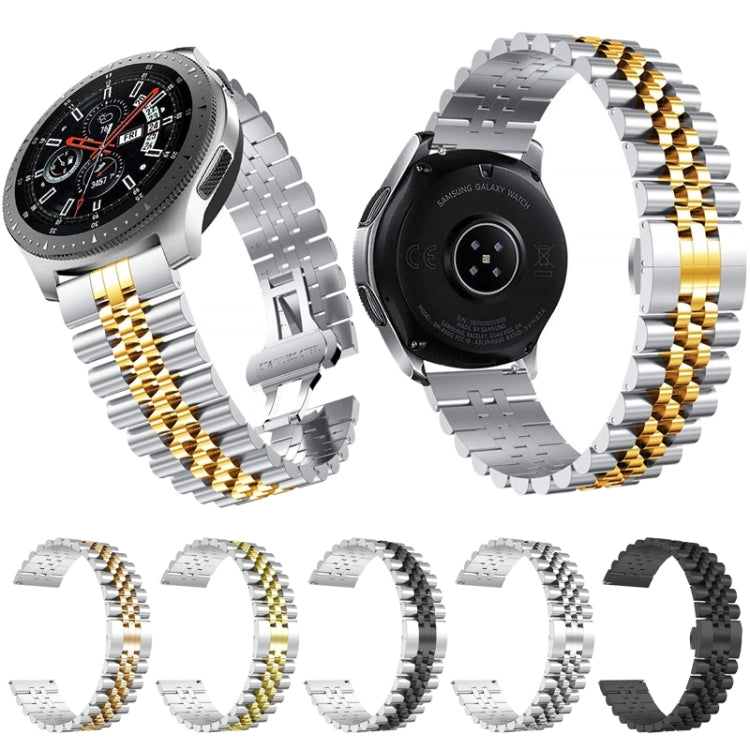 22mm For Huawei Watch GT 2 46mm / GT 2 Pro / GT 2e Five Beads Steel Watch Band(Silver Black) by bashfashion