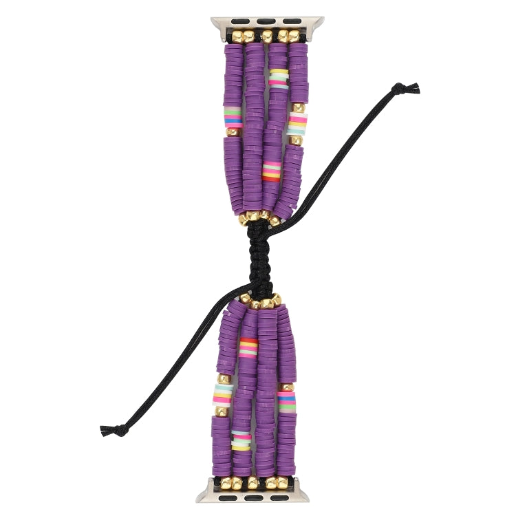 Bohemian Style Soft Ceramic Beaded Strap For Apple Series 7 41mm / 6 & SE & 5 & 4 40mm / 3 & 2 & 1 38mm(Purple) by bashfashion