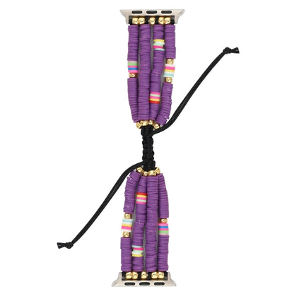 Bohemian Style Soft Ceramic Beaded Strap For Apple Series 7 41mm / 6 & SE & 5 & 4 40mm / 3 & 2 & 1 38mm(Purple) by bashfashion