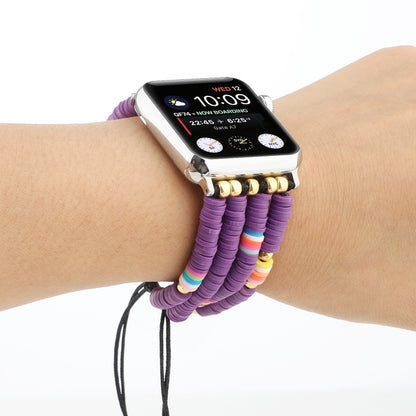 Bohemian Style Soft Ceramic Beaded Strap For Apple Series 7 41mm / 6 & SE & 5 & 4 40mm / 3 & 2 & 1 38mm(Purple) by bashfashion