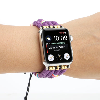 Bohemian Style Soft Ceramic Beaded Strap For Apple Series 7 41mm / 6 & SE & 5 & 4 40mm / 3 & 2 & 1 38mm(Purple) by bashfashion