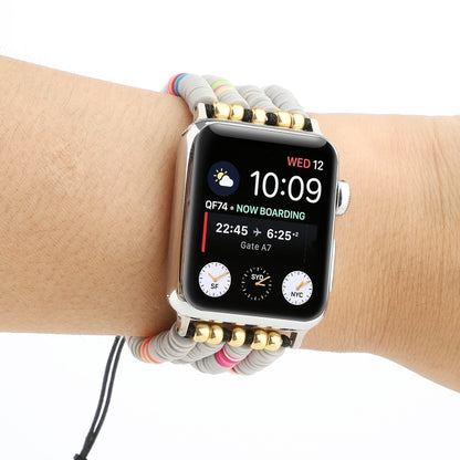 Bohemian Style Soft Ceramic Beaded Strap For Apple Series 7 41mm / 6 & SE & 5 & 4 40mm / 3 & 2 & 1 38mm(Grey) by bashfashion