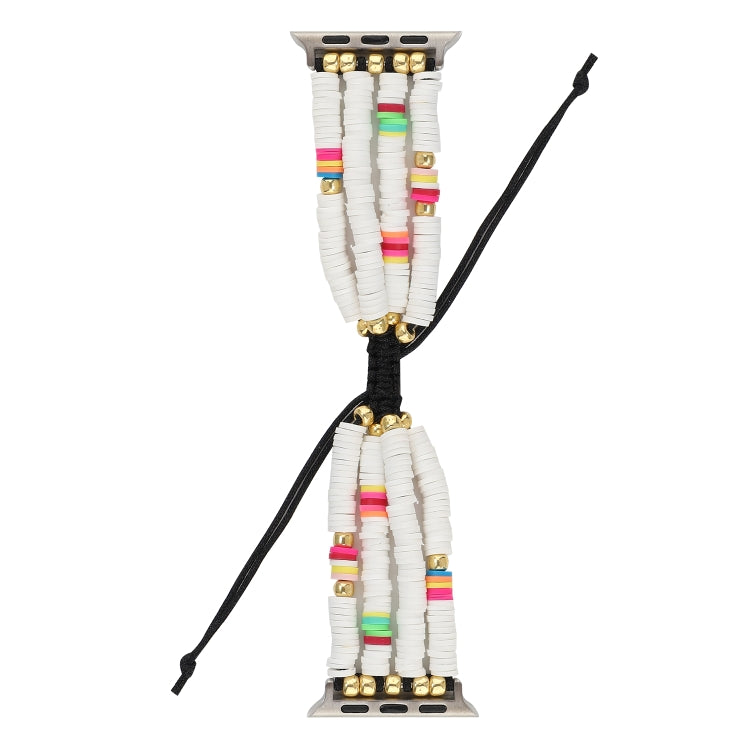 Bohemian Style Soft Ceramic Beaded Strap For Apple Series 7 41mm / 6 & SE & 5 & 4 40mm / 3 & 2 & 1 38mm(White) by bashfashion