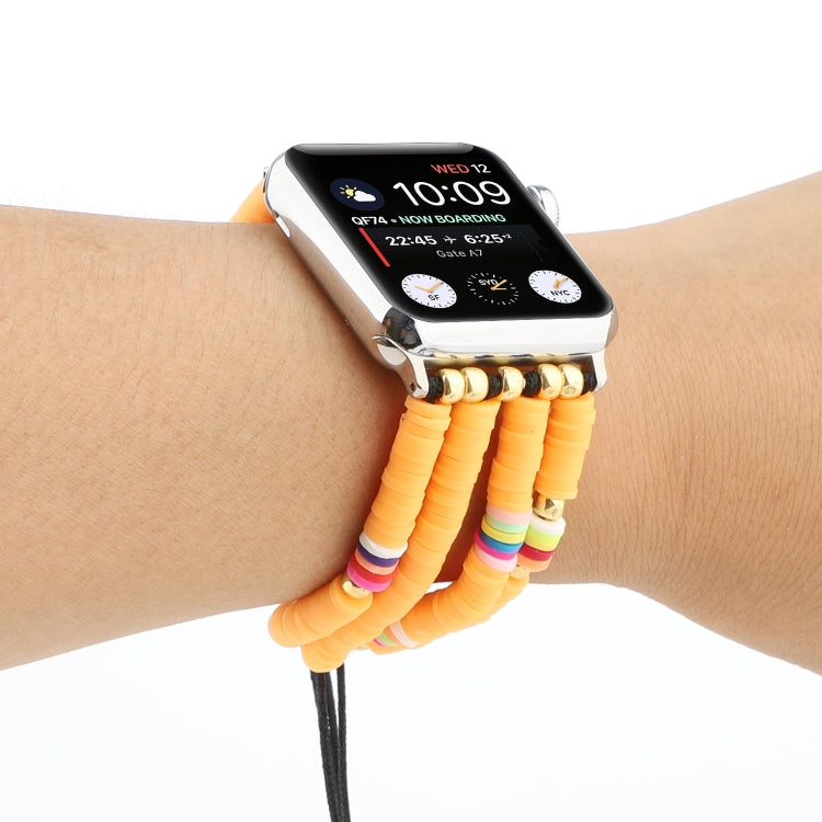 Bohemian Style Soft Ceramic Beaded Strap For Apple Series 7 41mm / 6 & SE & 5 & 4 40mm / 3 & 2 & 1 38mm(Yellow) by bashfashion