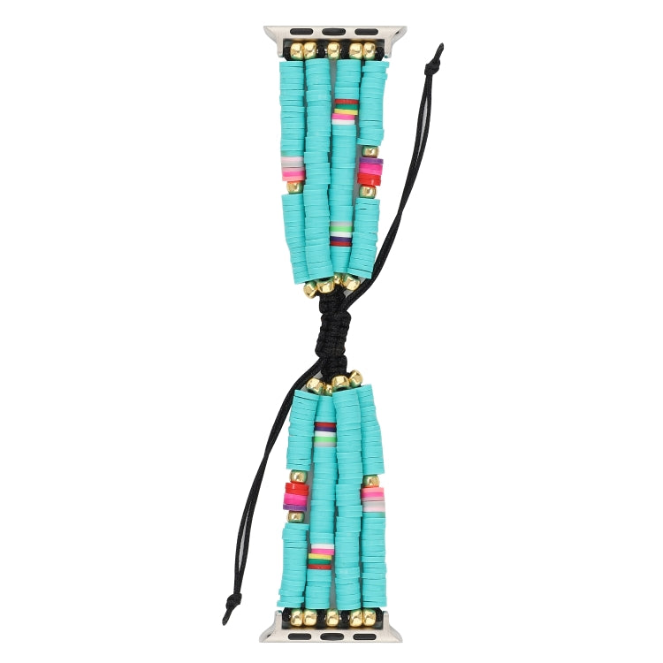 Bohemian Style Soft Ceramic Beaded Strap For Apple Series 7 41mm / 6 & SE & 5 & 4 40mm / 3 & 2 & 1 38mm(Blue) by bashfashion