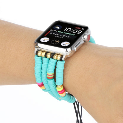 Bohemian Style Soft Ceramic Beaded Strap For Apple Series 7 41mm / 6 & SE & 5 & 4 40mm / 3 & 2 & 1 38mm(Blue) by bashfashion