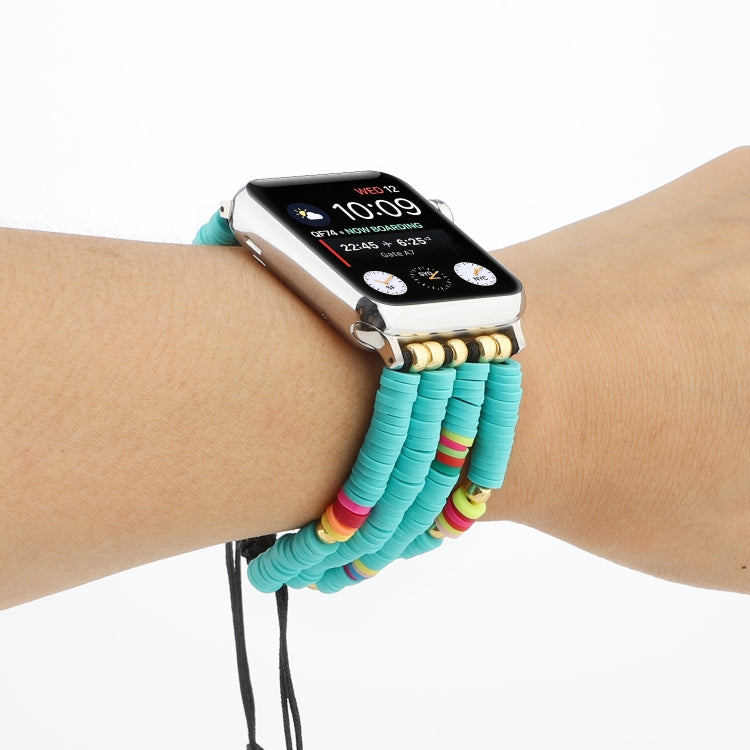 Bohemian Style Soft Ceramic Beaded Strap For Apple Series 7 41mm / 6 & SE & 5 & 4 40mm / 3 & 2 & 1 38mm(Blue) by bashfashion