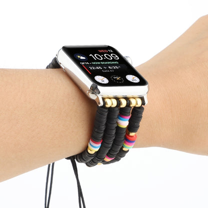 Bohemian Style Soft Ceramic Beaded Strap For Apple Series 7 41mm / 6 & SE & 5 & 4 40mm / 3 & 2 & 1 38mm(Black) by bashfashion