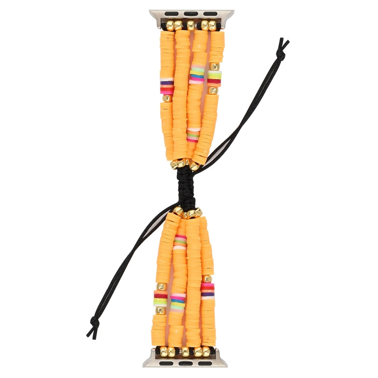 Bohemian Style Soft Ceramic Beaded Strap For Apple Series 7 45mm / 6 & SE & 5 & 4 44mm / 3 & 2 & 1 42mm(Yellow) by bashfashion