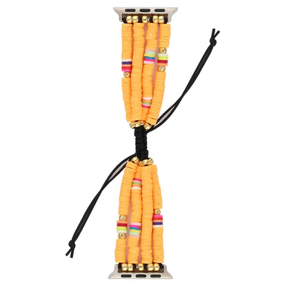 Bohemian Style Soft Ceramic Beaded Strap For Apple Series 7 45mm / 6 & SE & 5 & 4 44mm / 3 & 2 & 1 42mm(Yellow) by bashfashion