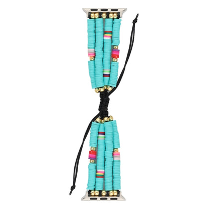 Bohemian Style Soft Ceramic Beaded Strap For Apple Series 7 45mm / 6 & SE & 5 & 4 44mm / 3 & 2 & 1 42mm(Blue) by bashfashion