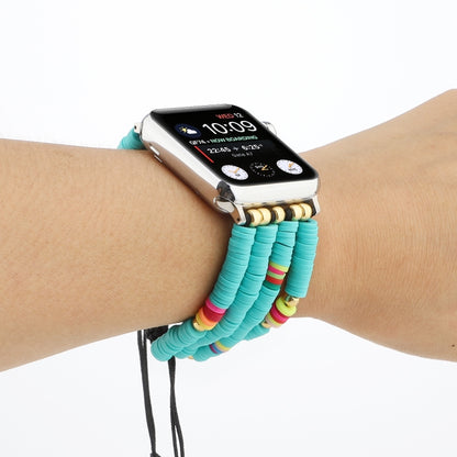 Bohemian Style Soft Ceramic Beaded Strap For Apple Series 7 45mm / 6 & SE & 5 & 4 44mm / 3 & 2 & 1 42mm(Blue) by bashfashion