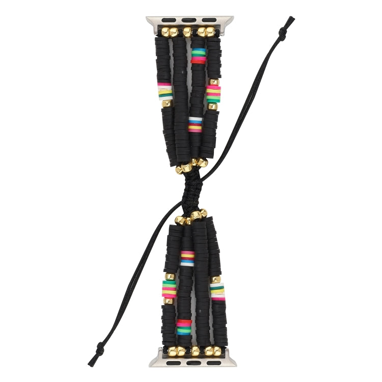 Bohemian Style Soft Ceramic Beaded Strap For Apple Series 7 45mm / 6 & SE & 5 & 4 44mm / 3 & 2 & 1 42mm(Black) by bashfashion
