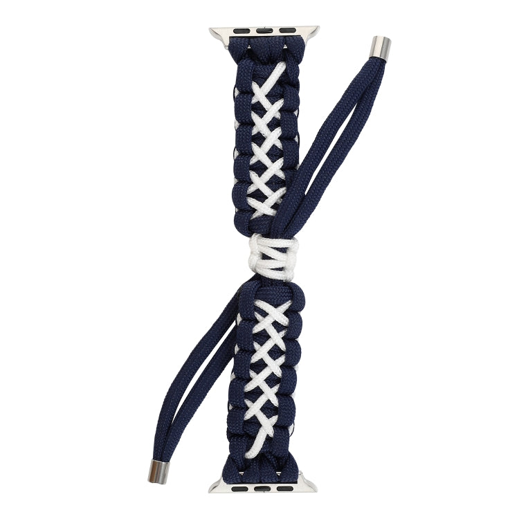 Braided Umbrella Cord Strap For Apple Series 7 41mm / 6 & SE & 5 & 4 40mm / 3 & 2 & 1 38mm(Royal Blue White) by bashfashion