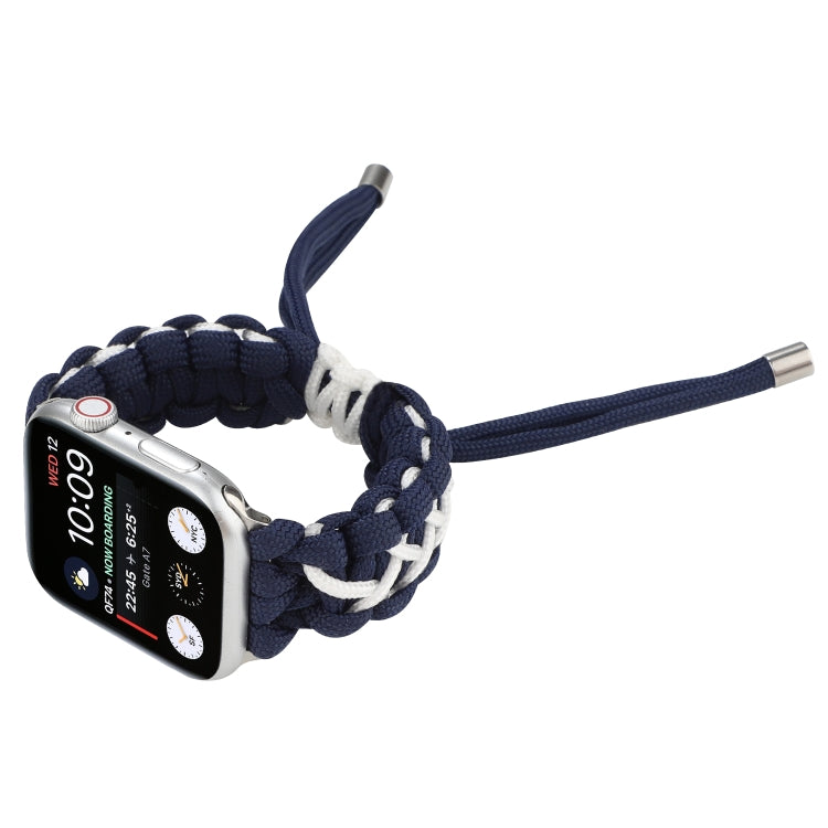 Braided Umbrella Cord Strap For Apple Series 7 41mm / 6 & SE & 5 & 4 40mm / 3 & 2 & 1 38mm(Royal Blue White) by bashfashion