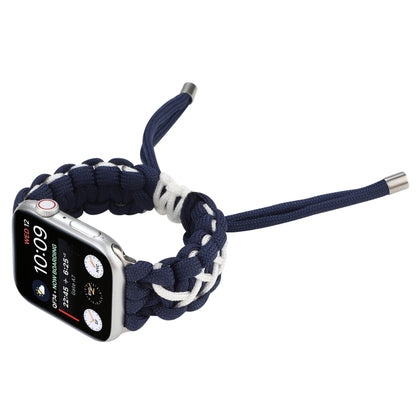 Braided Umbrella Cord Strap For Apple Series 7 41mm / 6 & SE & 5 & 4 40mm / 3 & 2 & 1 38mm(Royal Blue White) by bashfashion