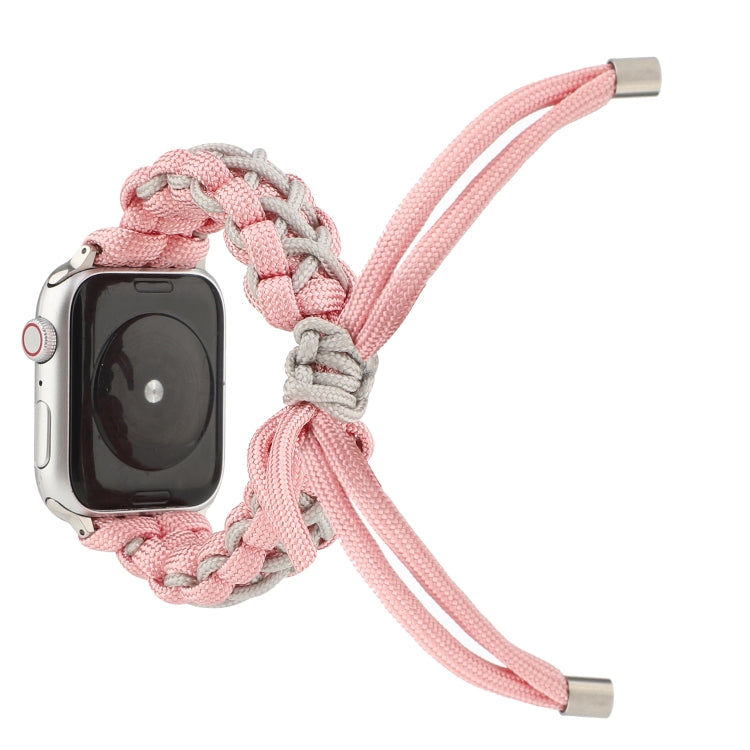 Braided Umbrella Cord Strap For Apple Series 7 41mm / 6 & SE & 5 & 4 40mm / 3 & 2 & 1 38mm(Pink) by bashfashion