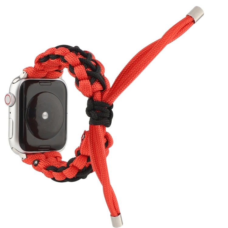 Braided Umbrella Cord Strap For Apple Series 7 41mm / 6 & SE & 5 & 4 40mm / 3 & 2 & 1 38mm(Black Red) by bashfashion