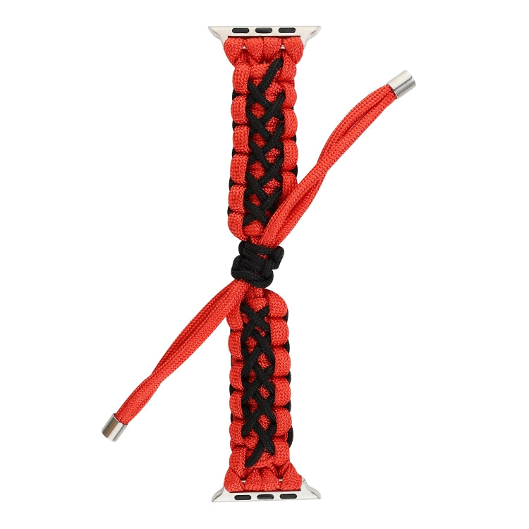 Braided Umbrella Cord Strap For Apple Series 7 41mm / 6 & SE & 5 & 4 40mm / 3 & 2 & 1 38mm(Black Red) by bashfashion