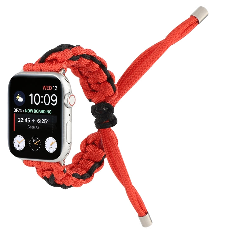 Braided Umbrella Cord Strap For Apple Series 7 41mm / 6 & SE & 5 & 4 40mm / 3 & 2 & 1 38mm(Black Red) by bashfashion