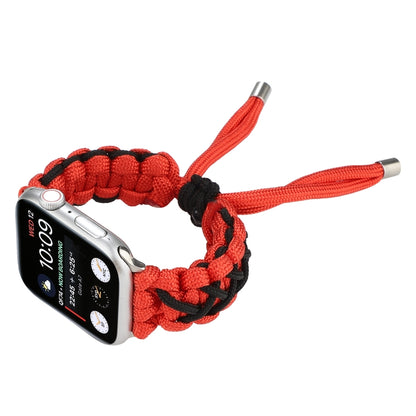Braided Umbrella Cord Strap For Apple Series 7 41mm / 6 & SE & 5 & 4 40mm / 3 & 2 & 1 38mm(Black Red) by bashfashion