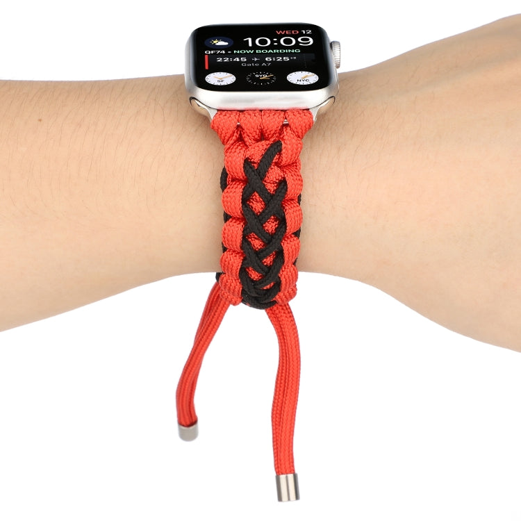 Braided Umbrella Cord Strap For Apple Series 7 41mm / 6 & SE & 5 & 4 40mm / 3 & 2 & 1 38mm(Black Red) by bashfashion