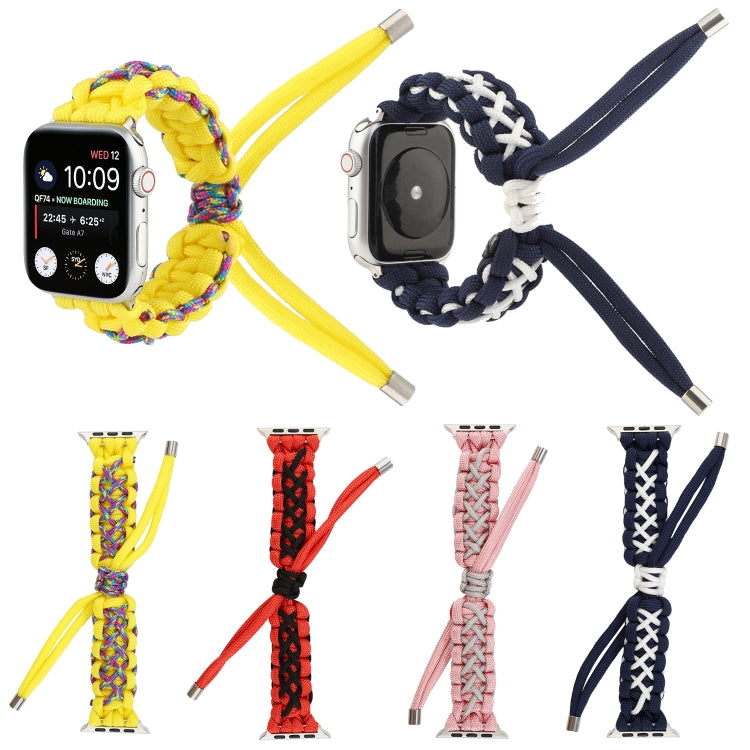 Braided Umbrella Cord Strap For Apple Series 7 41mm / 6 & SE & 5 & 4 40mm / 3 & 2 & 1 38mm(Yellow) by bashfashion