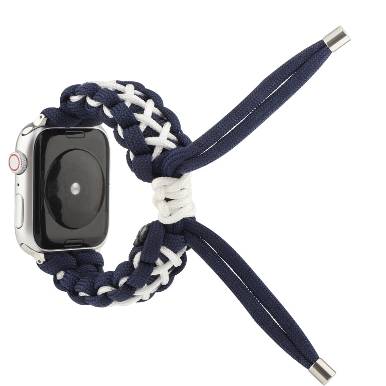 Braided Umbrella Cord Strap For Apple Series 7 45mm / 6 & SE & 5 & 4 44mm / 3 & 2 & 1 42mm(Royal Blue White) by bashfashion