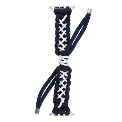 Braided Umbrella Cord Strap For Apple Series 7 45mm / 6 & SE & 5 & 4 44mm / 3 & 2 & 1 42mm(Royal Blue White) by bashfashion