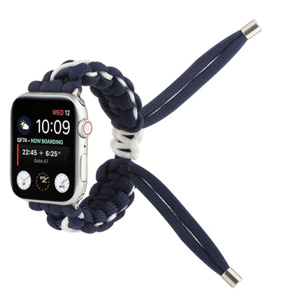 Braided Umbrella Cord Strap For Apple Series 7 45mm / 6 & SE & 5 & 4 44mm / 3 & 2 & 1 42mm(Royal Blue White) by bashfashion
