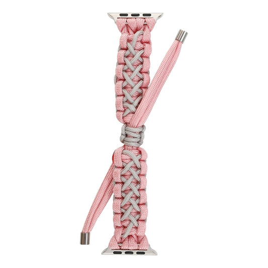 Braided Umbrella Cord Strap For Apple Series 7 45mm / 6 & SE & 5 & 4 44mm / 3 & 2 & 1 42mm(Pink) by bashfashion