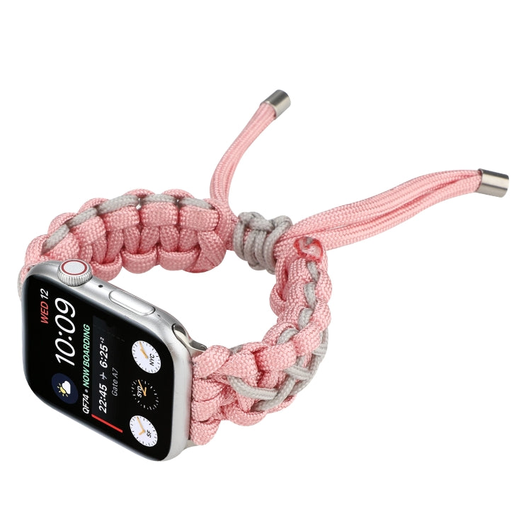 Braided Umbrella Cord Strap For Apple Series 7 45mm / 6 & SE & 5 & 4 44mm / 3 & 2 & 1 42mm(Pink) by bashfashion